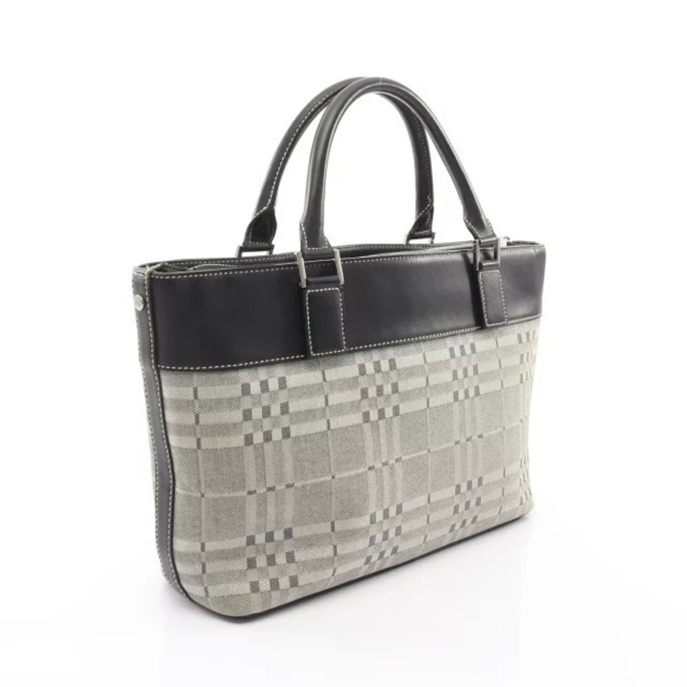 Burberry black canvas handbag leather Ivory White Black White